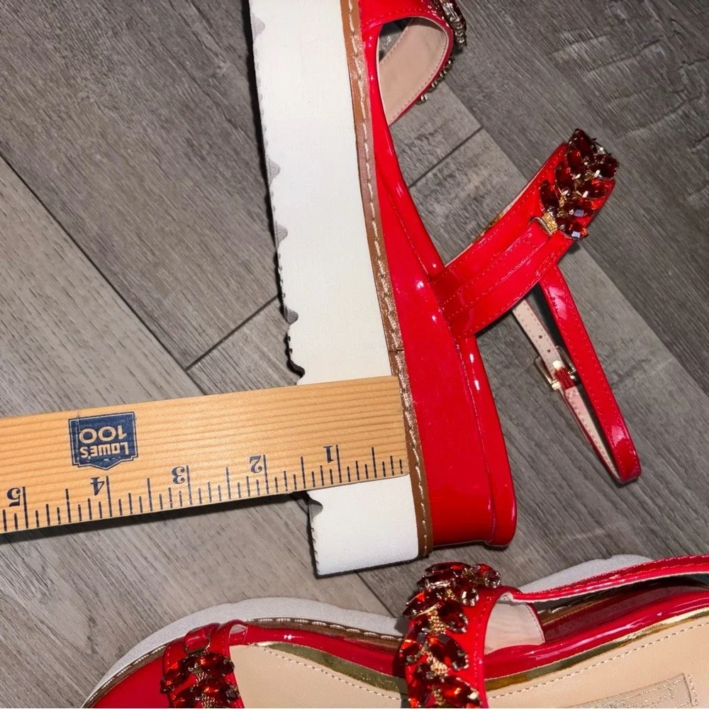 Primadonna Crystal Embellished‎ Platform Sandals Red Excellent Italian eu 40